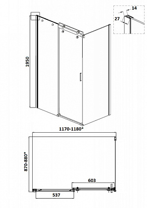 Душевой уголок Ceruttispa Cezares 120 120x80 без поддона