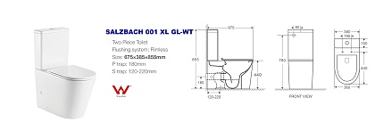 Унитаз компакт WeltWasser WW SALZBACH 001 XL GL-WT белый глянец