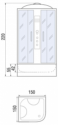 Душевой бокс River Temza 150/150/55 ТН 150x150